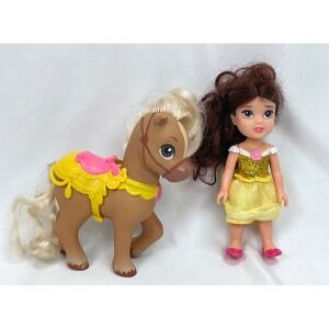 Disney Princess Belle Petite Doll Pony Yellow Saddle Beauty Beast Jakks